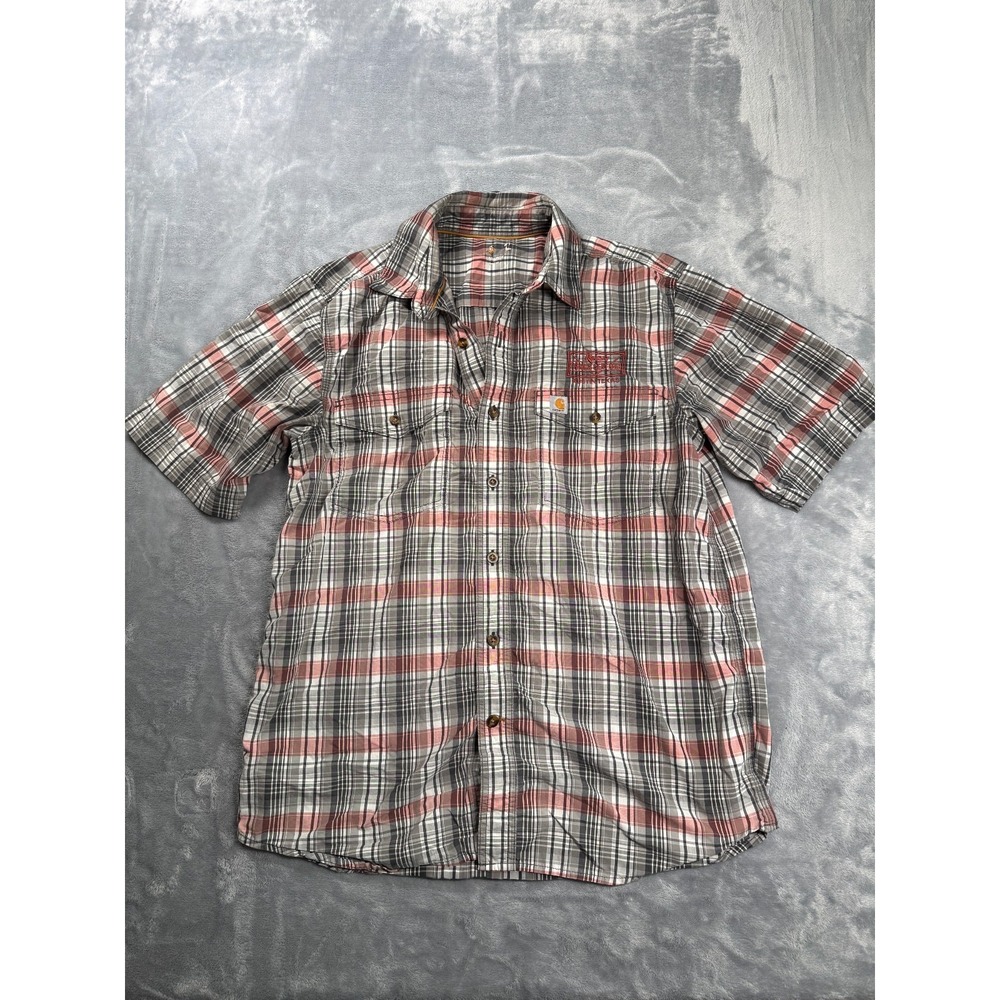 Carhartt WIP Shirt Mens Multi Plaid Rush Truck Centers Austin Texas Embroidered